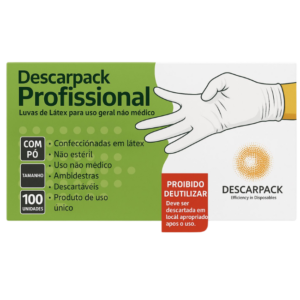 Caixa c/ 100 Descarpack – Luvas de Látex com Pó