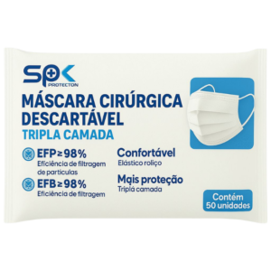 Caixa c/ 50 – Máscara Cirúrgica Tripla com Elástico SPK