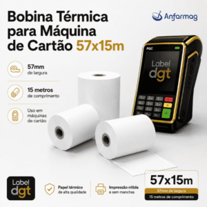 Bobina Térmica 57mm x 15m para Máquina de Cartão